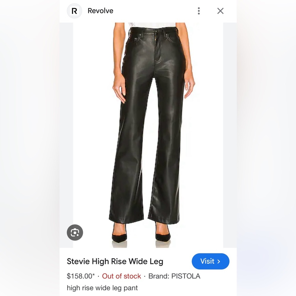 Pistola 100% Vegan Leather Black Pants Size 26 NWT Retail $158!!
